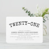 21歳の誕生日パーティー シンプル モダン ミニマル ブラック 招待状 (スタンド正面)