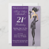 21歳の誕生日パーティー - パープル 招待状 (正面)