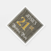 21歳の誕生日パーティー—フェイク金ゴールドと木のフェイク外観 スタンダードランチョンナプキン (角)