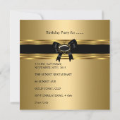 21歳の誕生日パーティー ブラック ゴールド フラワーズ 2 招待状 (裏面)