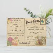 21歳の誕生日パーティー,ヴィンテージ,古い葉書スタイル 招待状 (スタンド正面)