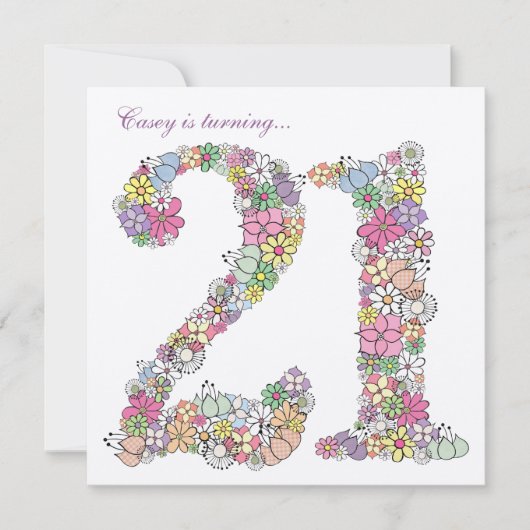 21歳の誕生日パーティー 春の花びらの特別な招待状 招待状 (正面)
