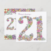 21歳の誕生日パーティー 春の花びらの特別な招待状 招待状 (正面/裏面)