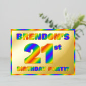 21歳の誕生日パーティー - 楽しい虹色の「21」 箔招待状 (立ち正面)