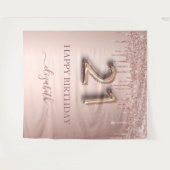 21歳の誕生日パーティー　（淡い）ピンク　ローズゴールド　グリッター タペストリー (正面(横))