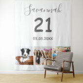 21歳の誕生日パーティー 白い写真コラージュ 名前 タペストリー (インサイチュ)