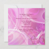 21歳の誕生日パーティー 白ピンクのマーティニー シューズ 招待状 (裏面)