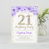 21歳の誕生日パーティー – 白金ゴールド紫 招待状 (スタンド正面)