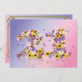 21歳の誕生日パーティー、花の文字 招待状 (正面/裏面)