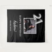 21歳の誕生日パーティー 黒い写真 名前 男の子 タペストリー (正面(横))