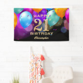 21歳の誕生日パーティー(黒と金ゴールド) 横断幕 (インサイチュ)