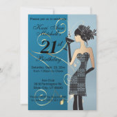 21歳の誕生日パーティー - DIY 背景色 招待状 (正面)