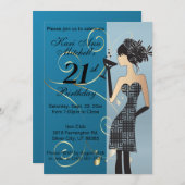 21歳の誕生日パーティー - DIY 背景色 招待状 (正面/裏面)