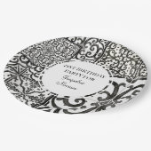 21歳の誕生日パーティーRusticTileパターン白黒 ペーパープレート (アングル)