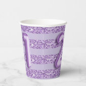 21歳の誕生日パープルグリッターストライプバルーンタイプ 紙コップ (右)