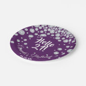 21歳の誕生日パープルハロー21ダイヤモンドグラム ペーパープレート (アングル)