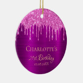 21歳の誕生日パープルピンクグリッター感謝していユー セラミックオーナメント (右)