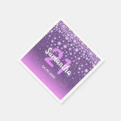 21歳の誕生日パープルフェイクピンクグリッターダイヤモンド スタンダードカクテルナプキン (角)