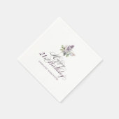 21歳の誕生日パープル薄紫春フラワーカクテル スタンダードカクテルナプキン (角)