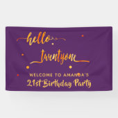 21歳の誕生日パープル金ゴールドhello twentyone 横断幕 (横)