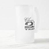 21歳の誕生日ビアマグ男性へ |応援から21年 フロストグラスビールジョッキ (正面右)