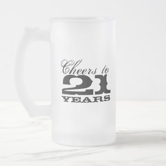 21歳の誕生日ビアマグ男性へ |応援から21年 フロストグラスビールジョッキ (左)