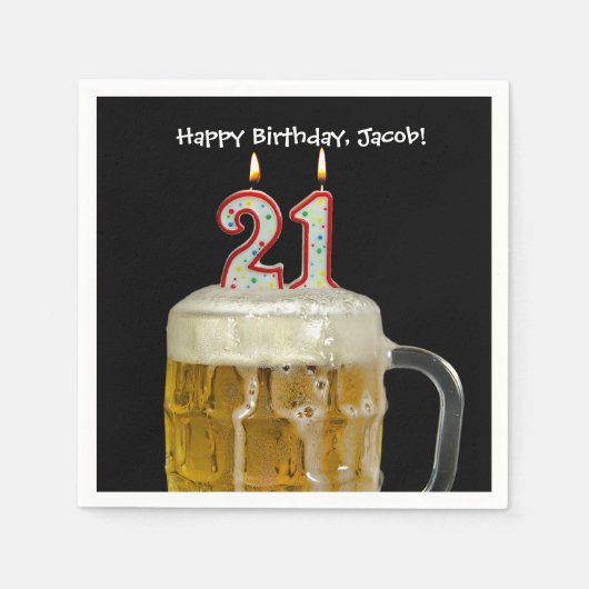 21歳の誕生日ビール スタンダードカクテルナプキン (正面)
