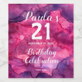 21歳の誕生日ピンクからブラックウォーター色のワインラベル ワインラベル (シングルラベル)