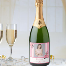 21歳の誕生日ピンクの白いストライプフローラ写真