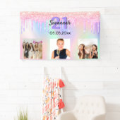 21歳の誕生日ピンクの紫のドリップス写真へようこそ 横断幕 (インサイチュ)