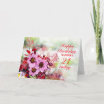 21歳の誕生日ピンクの花名刺を追加 カード<br><div class="desc">名前を追加して、素敵なカードをパーソナライズする。素敵な21歳の誕生日カード。ピンクのヘレボアの花は、クリスマスバラとしても知られ、コチヌスの低木から赤葉いの背景に設定される。</div>