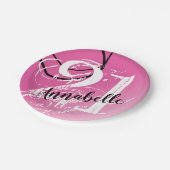 21歳の誕生日ピンクエレガント抽象芸術紙プレート ペーパープレート (アングル)