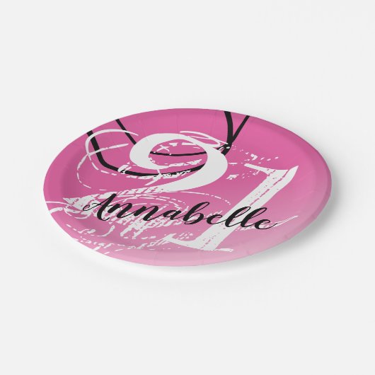 21歳の誕生日ピンクエレガント抽象芸術紙プレート ペーパープレート (アングル)