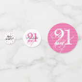 21歳の誕生日ピンクパーソナライズされたをテーマにした コンフェッティ (正面)