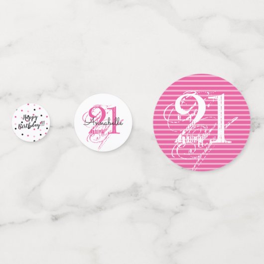 21歳の誕生日ピンクパーソナライズされたをテーマにした コンフェッティ (正面)