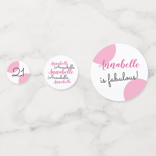 21歳の誕生日ピンクパーソナライズされたをテーマにした コンフェッティ (裏面)