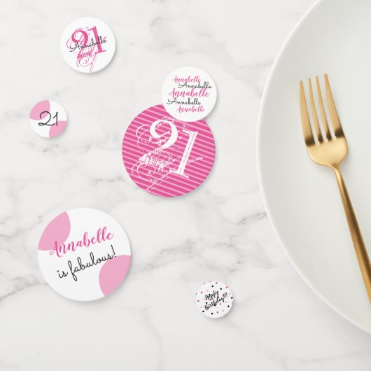 21歳の誕生日ピンクパーソナライズされたをテーマにした コンフェッティ (グループ)