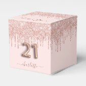 21歳の誕生日ピンクローズ金ゴールド感謝していグリッターyou フェイバーボックス (正面サイド)