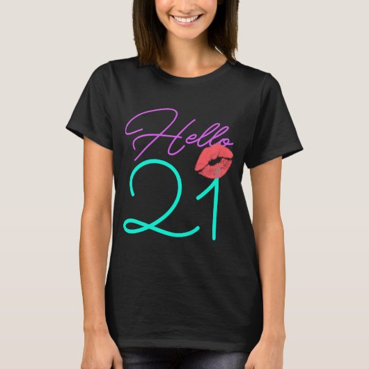 21歳の誕生日ピンク女性 Tシャツ (正面)