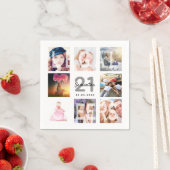 21歳の誕生日フォトコラージュ応援白 スタンダードカクテルナプキン (インサイチュ)
