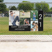 21歳の誕生日フォトコラージュ5写真白黒 横断幕 (インサイチュ)