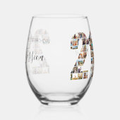 21歳の誕生日フォトコラージュ ステムなしワイングラス (左)