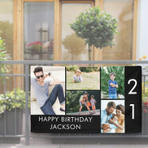 21歳の誕生日フォトコラージュ 5枚 ブラック ホワイト