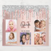 21歳の誕生日フォトバラ金ゴールドシルバーグリッター名 スパークリングワインラベル (シングルラベル)