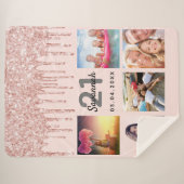 21歳の誕生日フォトバラ金ゴールド赤面ピンク名 シェルパブランケット (正面(横))