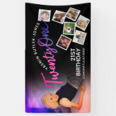 21歳の誕生日フォトパープルピンクブラック 横断幕 (縦)