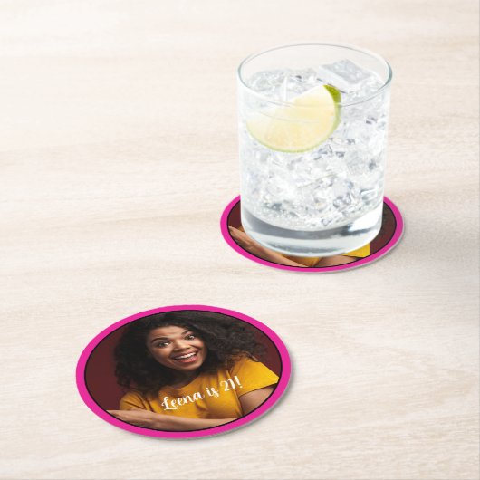 21歳の誕生日フォトフレームコースター ラウンドペーパーコースター (インサイチュ)