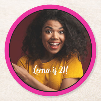 21歳の誕生日フォトフレームコースター ラウンドペーパーコースター