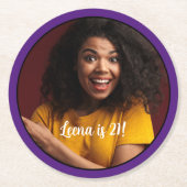 21歳の誕生日フォトフレームコースター ラウンドペーパーコースター (正面)