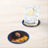 21歳の誕生日フォトフレームCoaster Blue ラウンドペーパーコースター (インサイチュ)